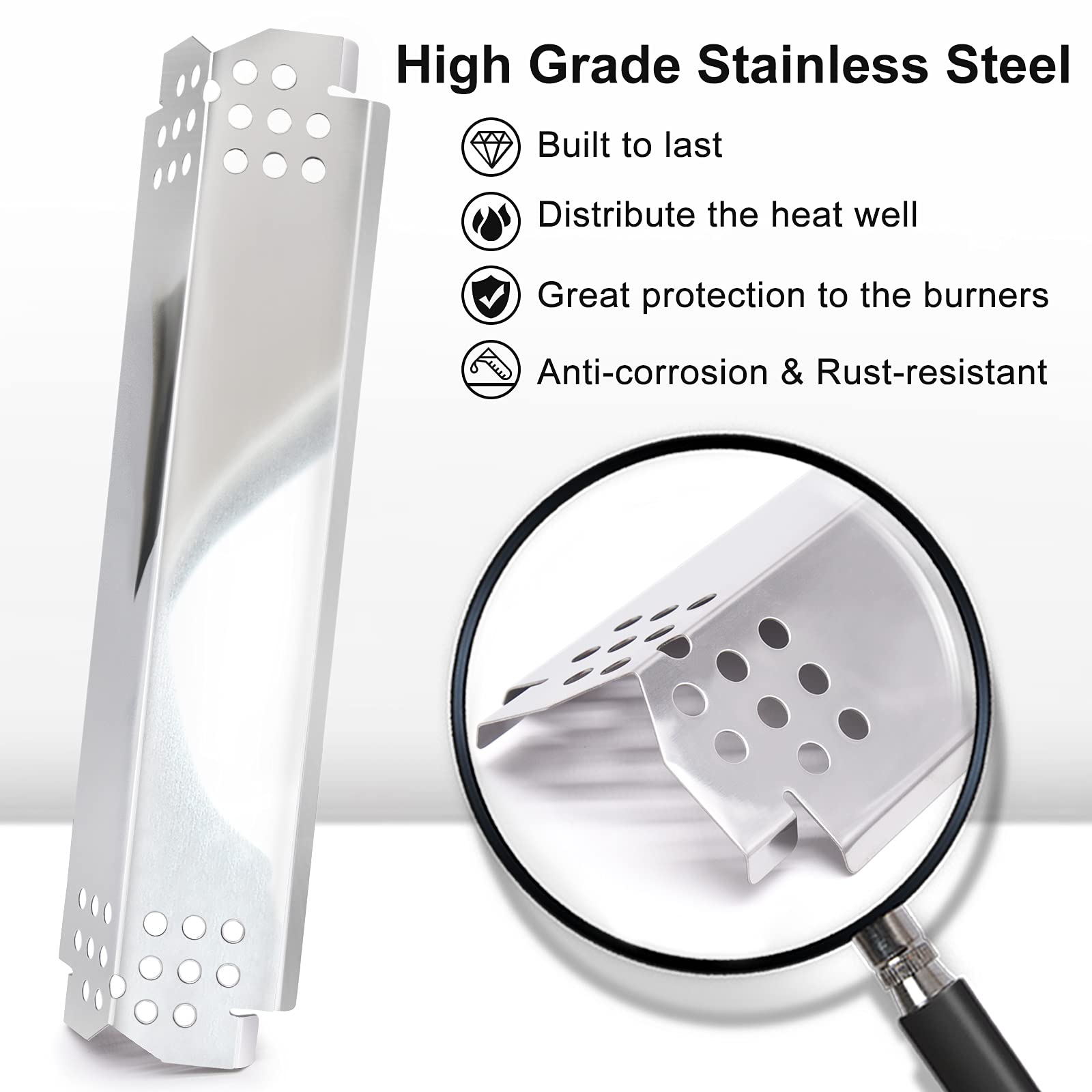 Criditpid heat shield beside measuring tape to show correct dimensions and easy fit benefit