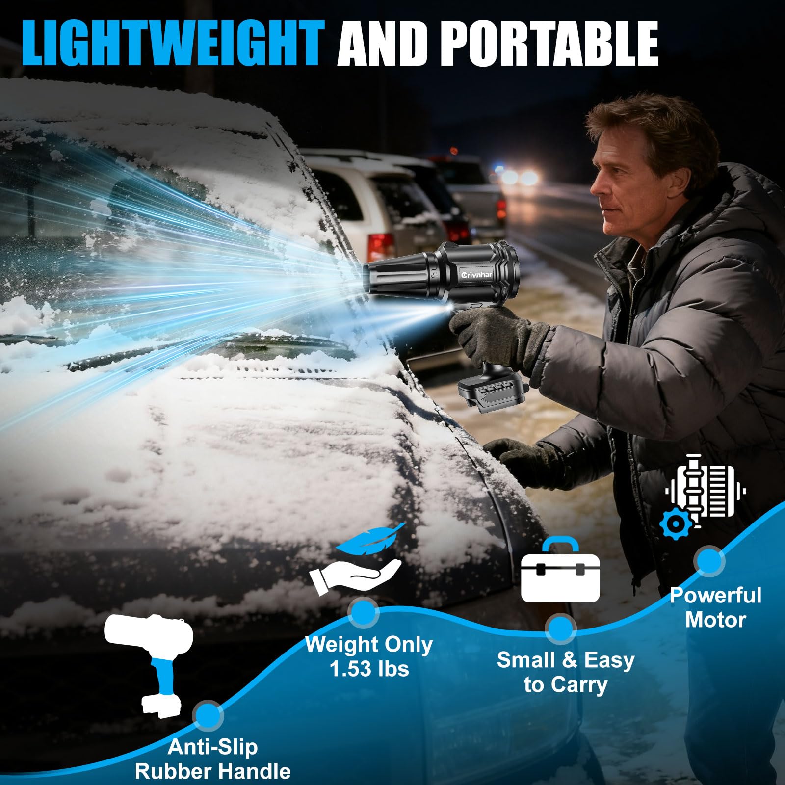 Crivnhar battery rail detail showing Milwaukee 18V compatibility benefit