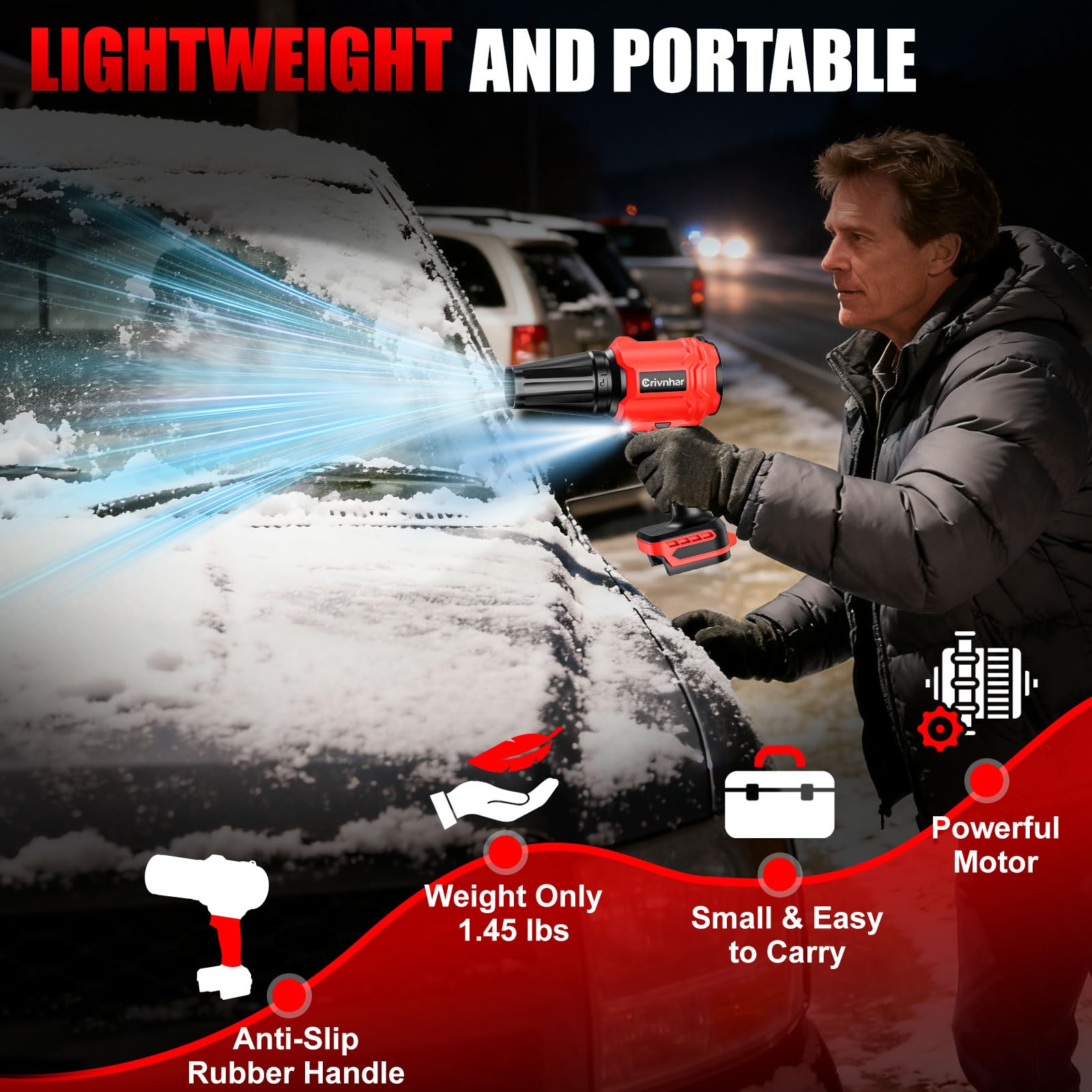 Crivnhar attached to Milwaukee 18V battery demonstrating secure compatibility
