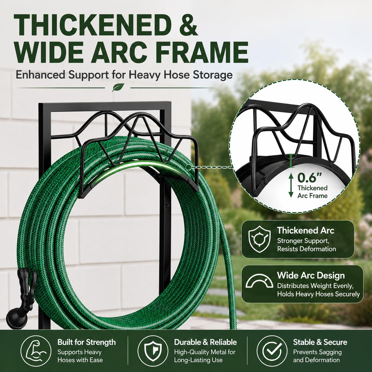 Crixny hose holder in a garden setting keeping yard tidy benefit
