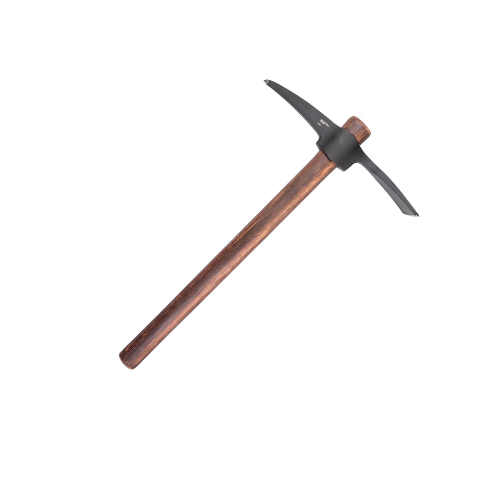 CRKT head close-up showing 1055 carbon steel and black coating for toughness