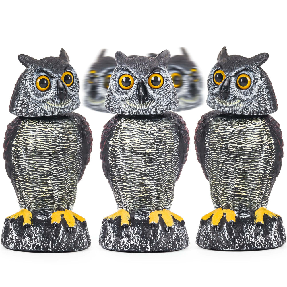 Crobirware front view realistic owl decoy showing predator look and deterrent benefit