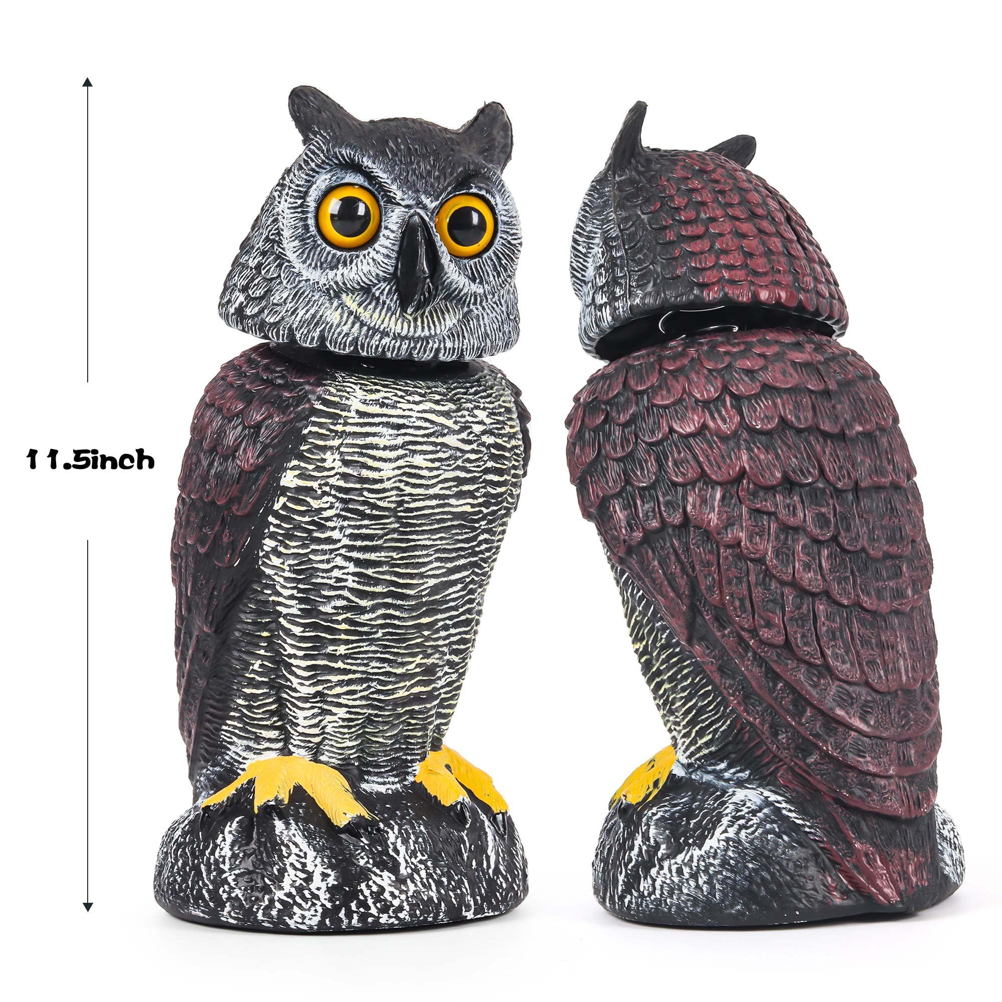 Crobirware owl head rotating in wind demonstrating motion that scares birds