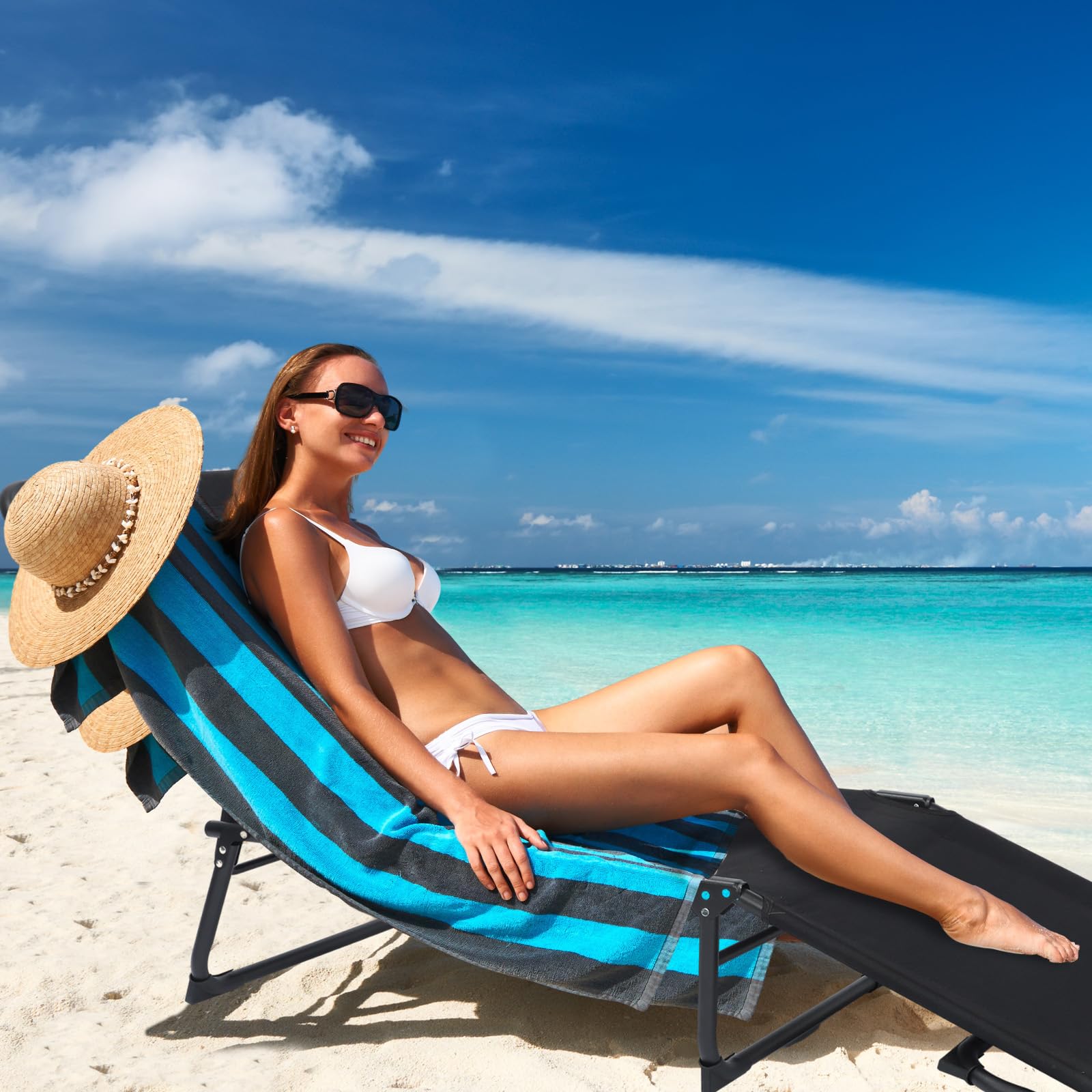 CroBlissful on beach during camping showing portable comfort outdoors