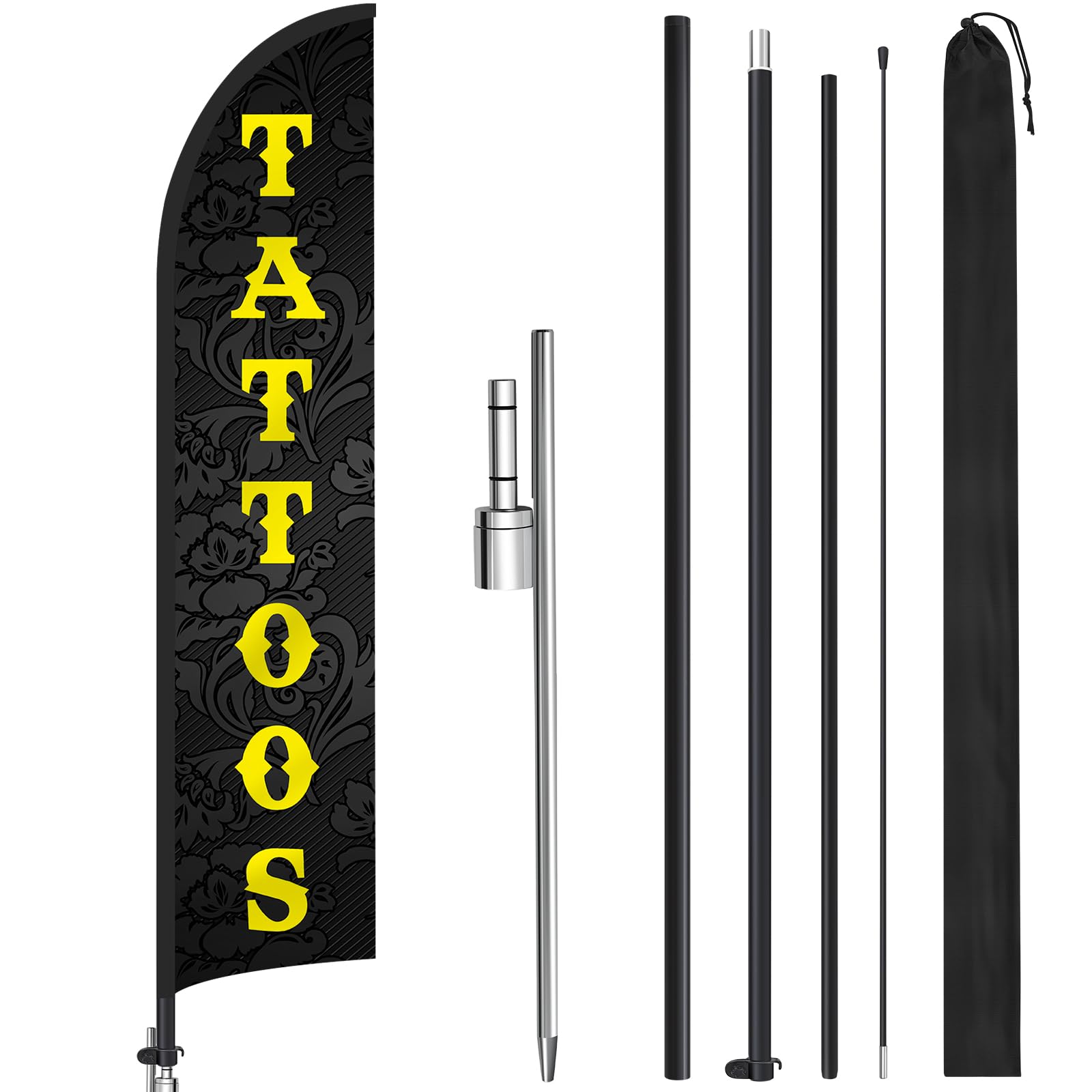 CroBlissful front of feather flag showing bold branding and better visibility