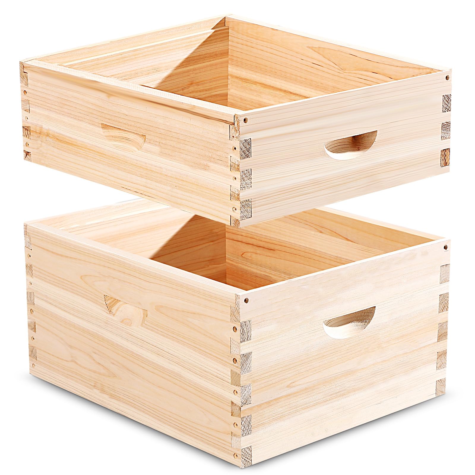 CroBlissful front view of assembled hive boxes showing sturdy fit and quick inspection access