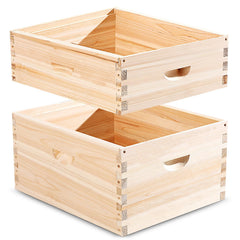 CroBlissful front view of assembled hive boxes showing sturdy fit and quick inspection access