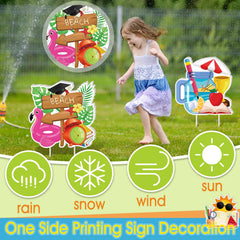 CroBlissful wooden stakes and sign assembly demonstrating easy tool-free installation