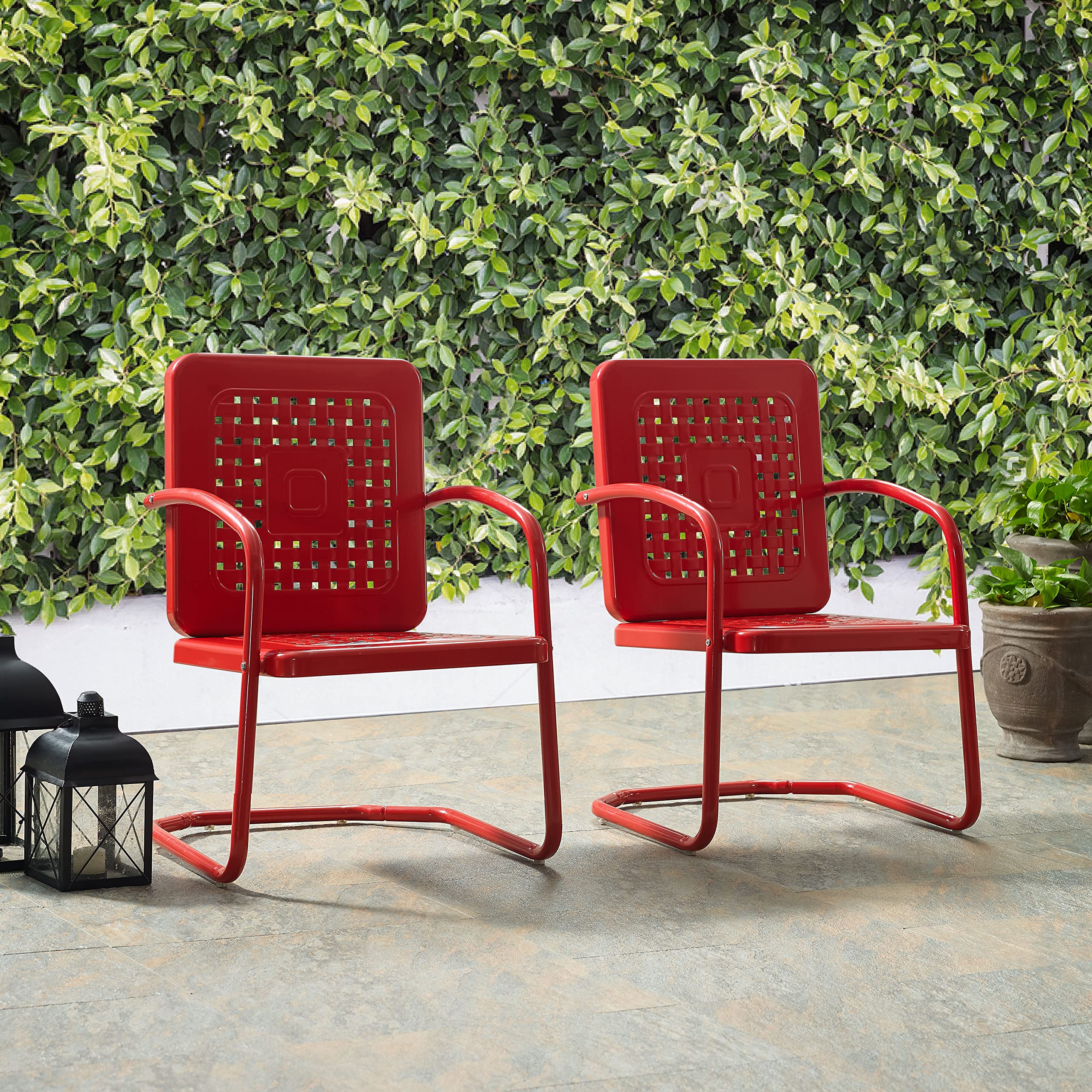 Crosley Bates next to bistro table showing compact footprint benefit