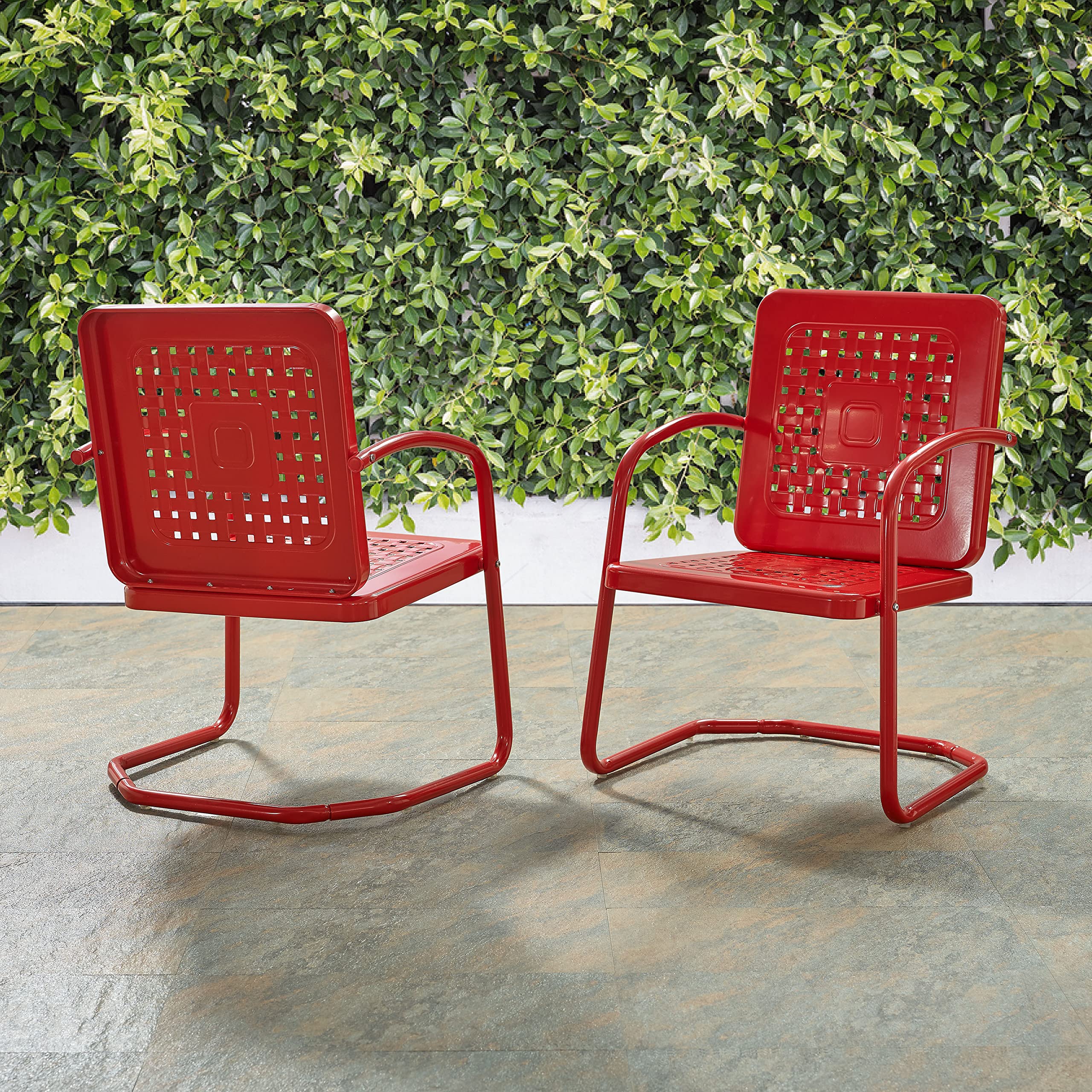 Crosley Bates chairs stacked showing easy storage when not in use