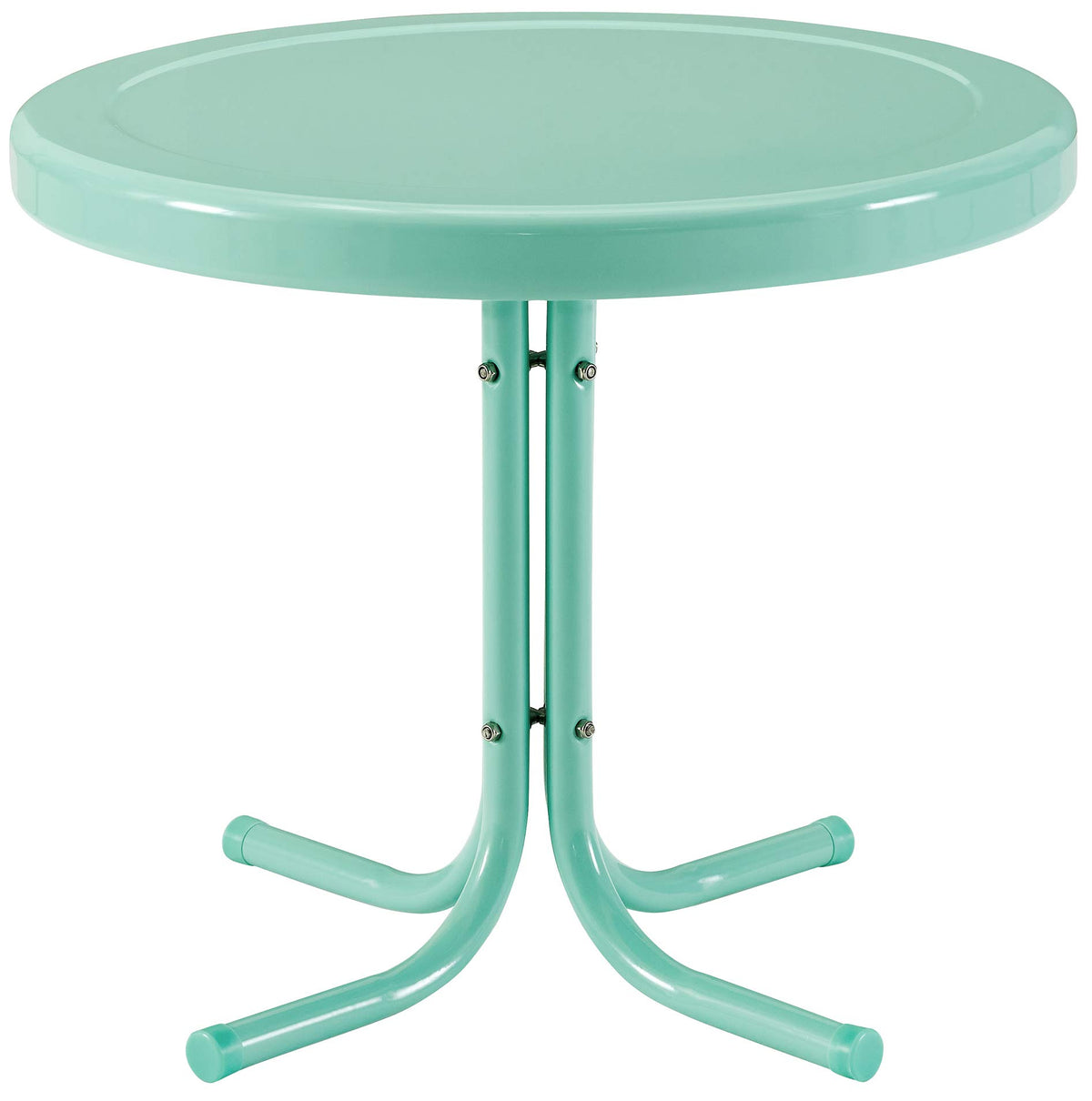 Crosley Griffith front view aqua side table showing vintage style and durability