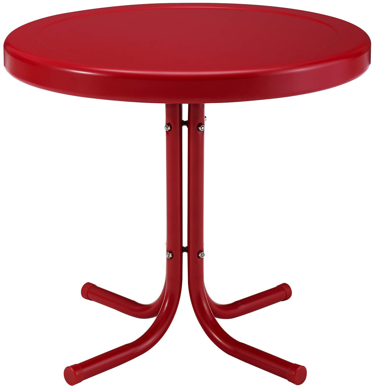 Crosley Griffith front view showing red retro patio table and durable build for style