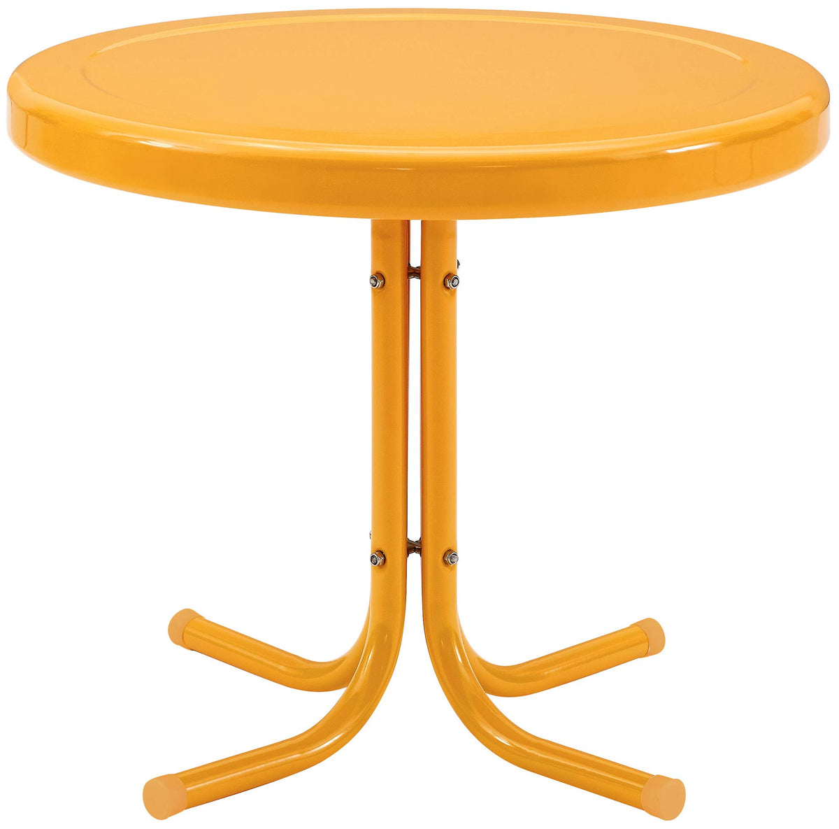 Crosley Griffith front view tangerine showing retro table and sturdy build