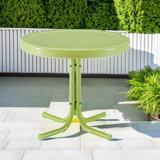 Crosley Griffith next to outdoor chair showing scale and fit benefit: compact for small patios