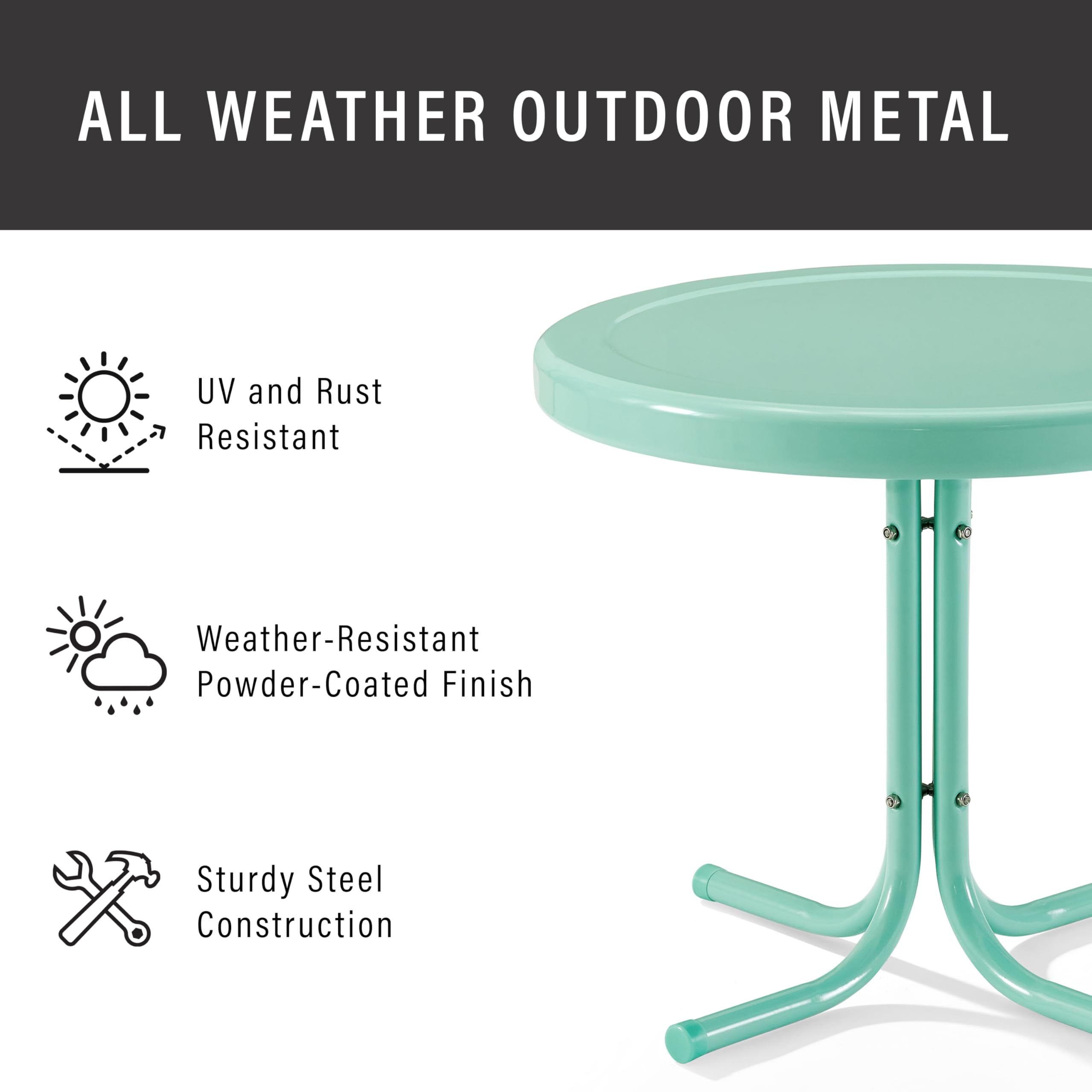 Crosley Griffith pedestal base detail showing sturdy steel construction benefit
