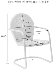 Crosley Griffith seat close-up showing smooth metal texture and easy-clean benefit low maintenance