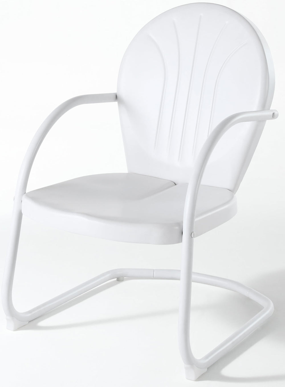 Crosley Griffith side view showing cantilever base and slight flex benefit added comfort