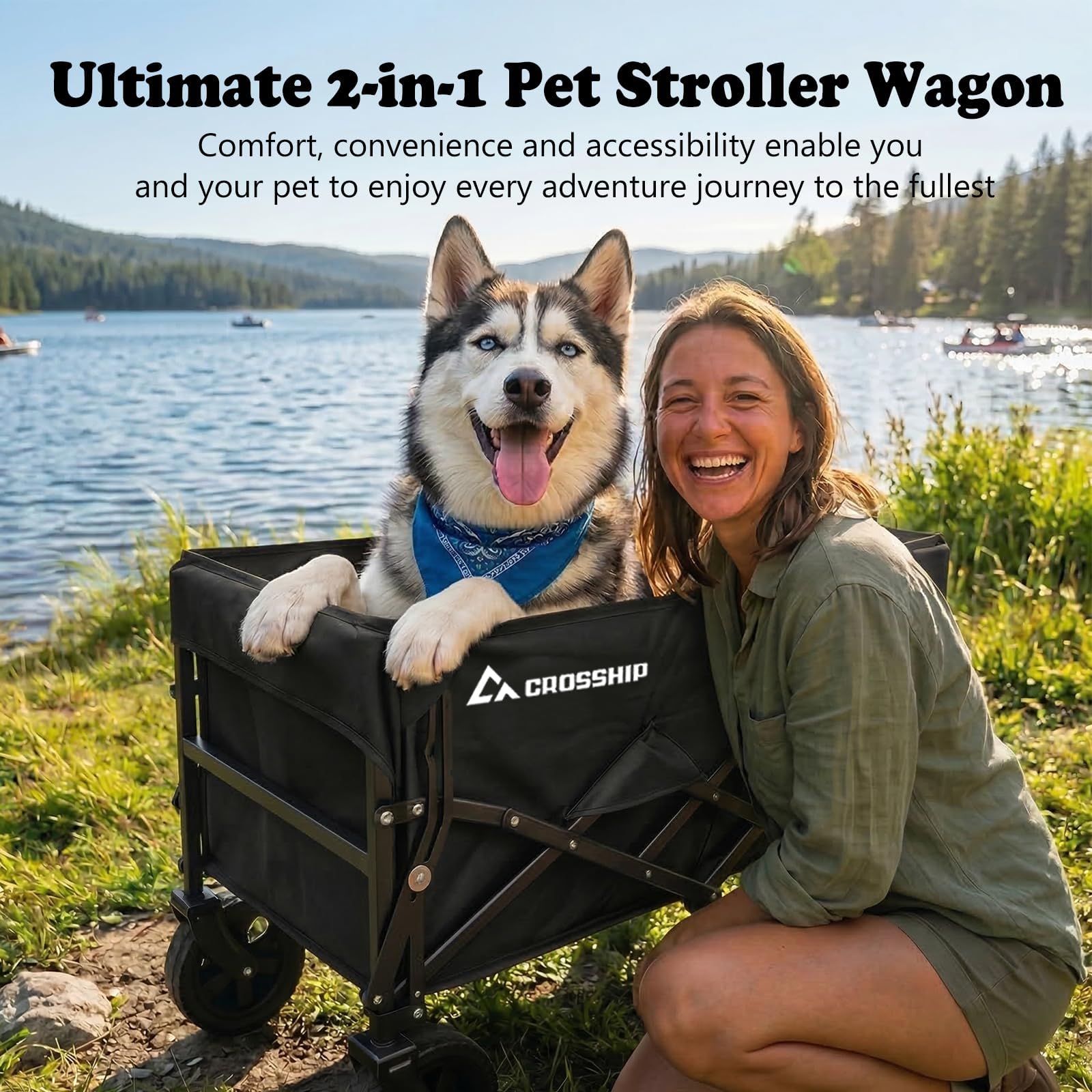 CROSSHIP tailgate lowered as ramp for easy dog entry and reduced joint strain