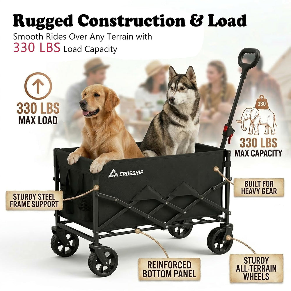 CROSSHIP pet wagon carrying a dog in a park demonstrating comfort on walks