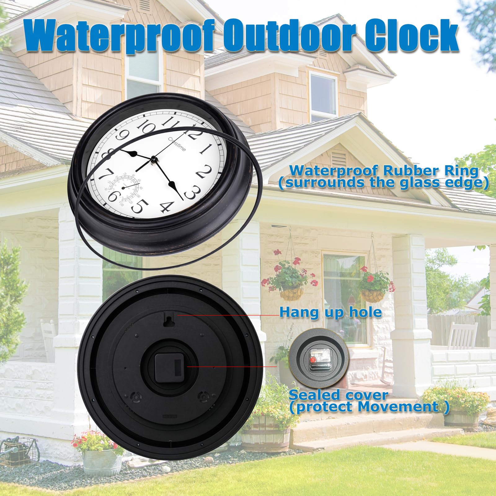 Crosstime mounted on patio wall illustrating outdoor decor benefit
