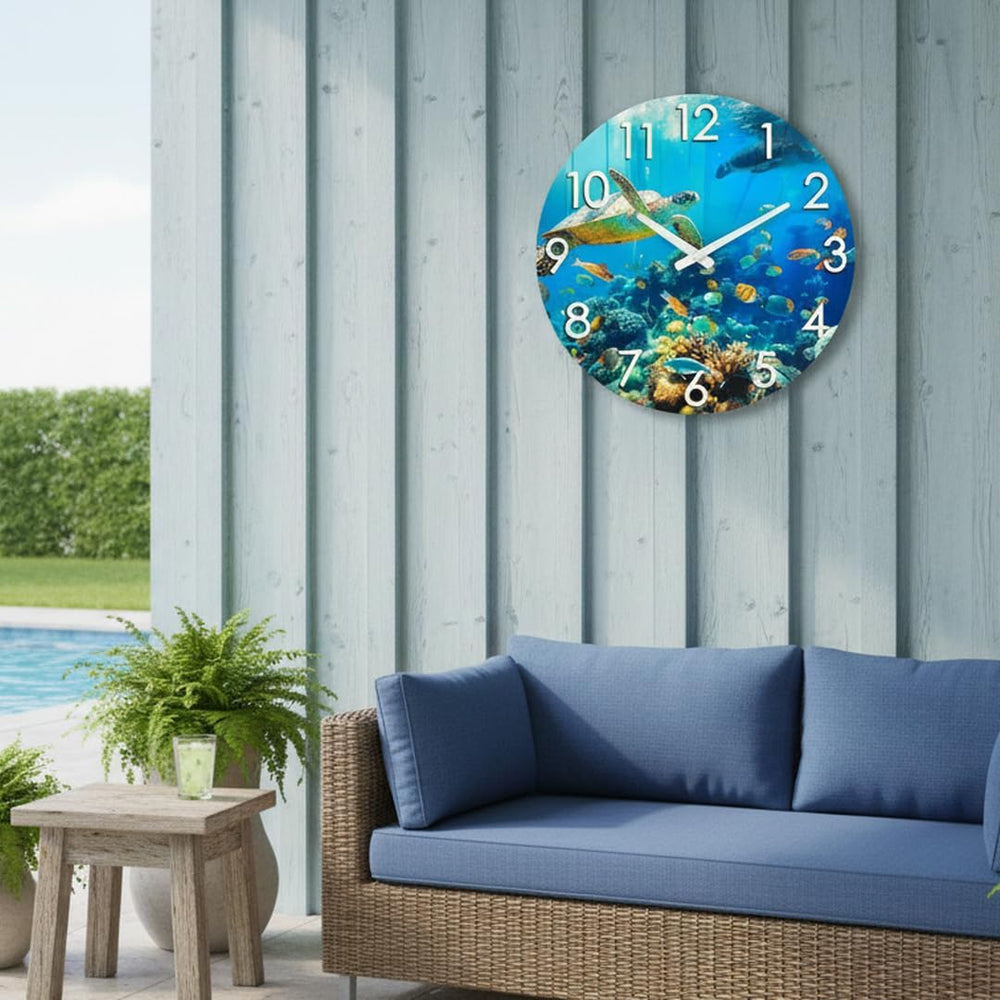 Crosstime mounted on patio wall to improve outdoor décor