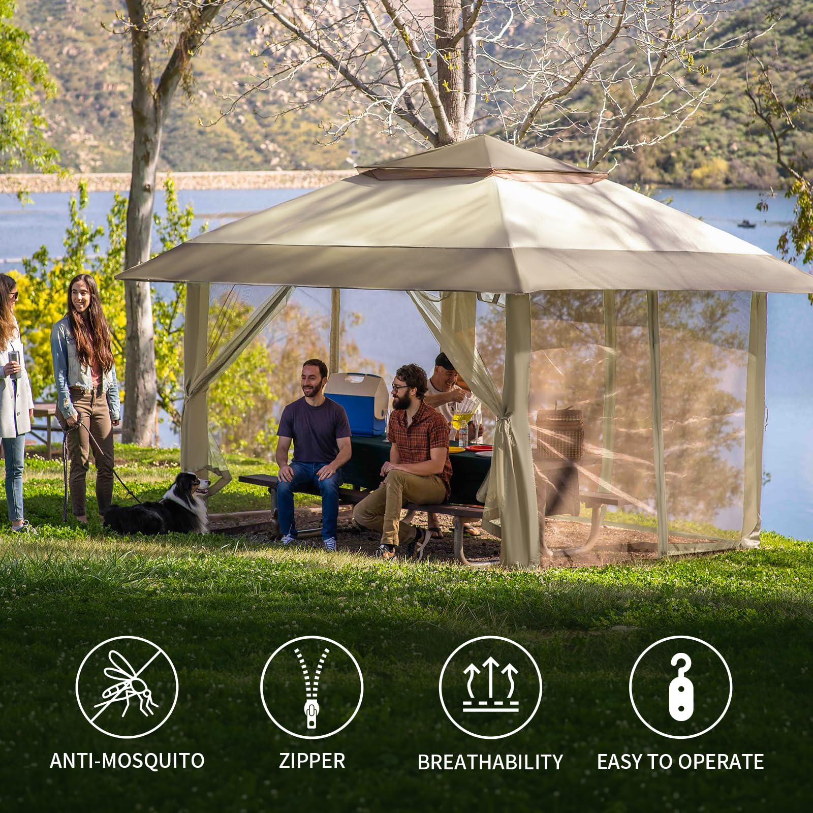 CROWN SHADES hooks and straps attachment for secure canopy mounting