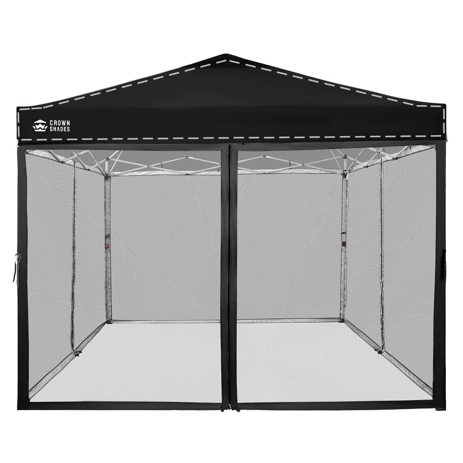 CROWN SHADES front zipper view showing easy access and durable closure