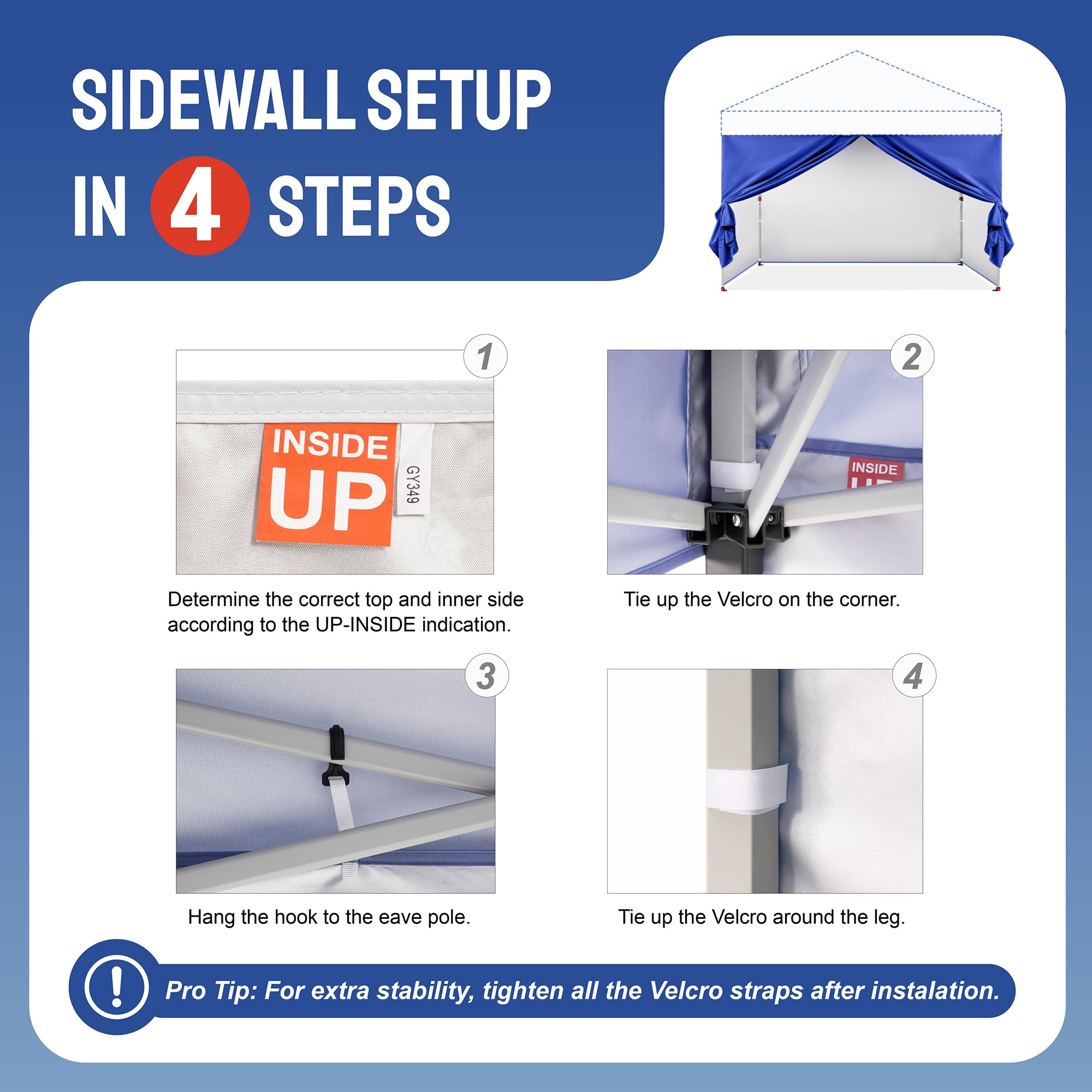 CROWN SHADES detail of sewn hooks and seams for secure attachment
