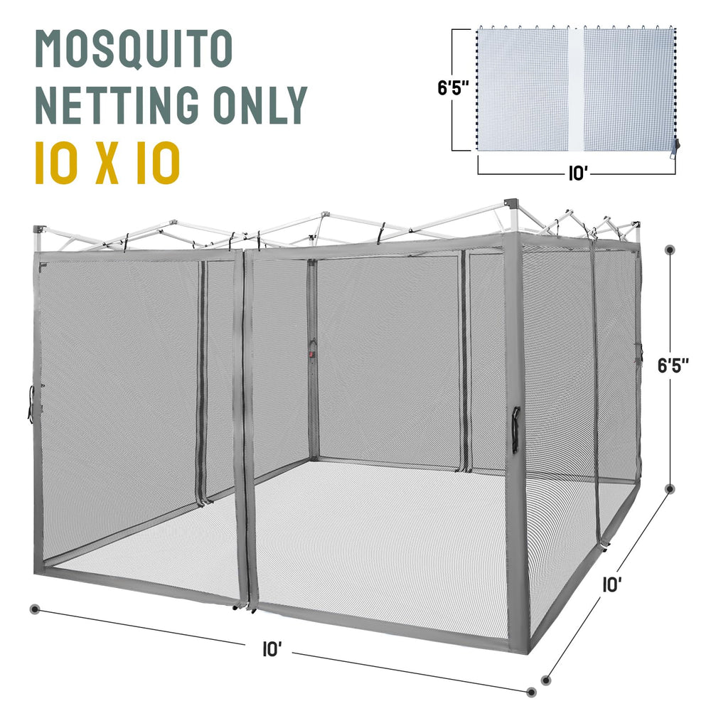 CROWN SHADES gazebo netting in backyard dinner scene providing comfortable bug-free dining