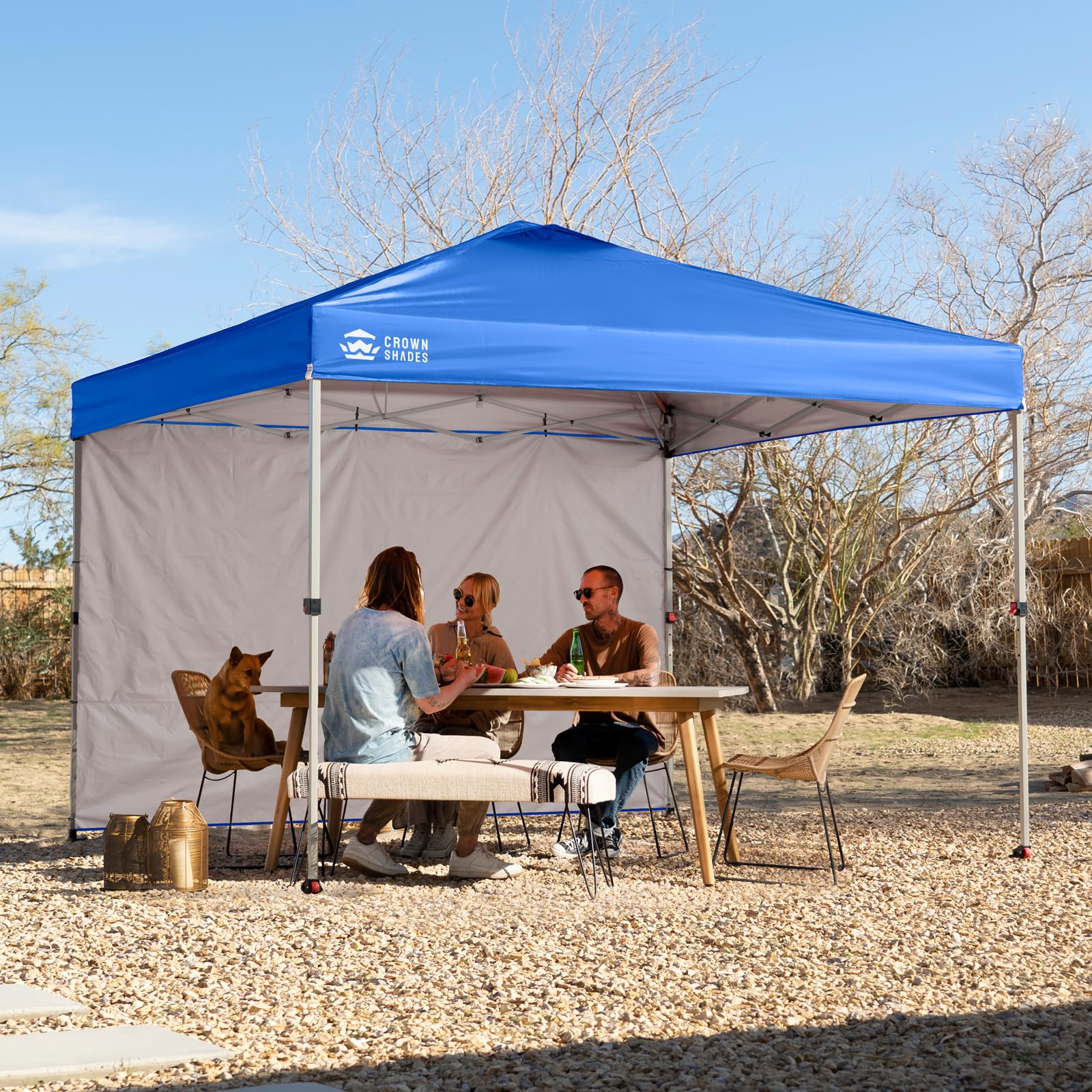 CROWN SHADES folded sidewall packed compactly for easy transport benefit