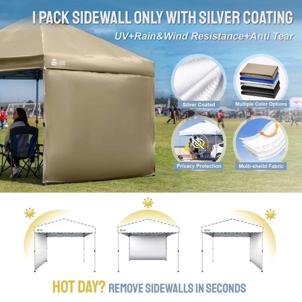 CROWN SHADES sidewall installed on canopy demonstrating added shade