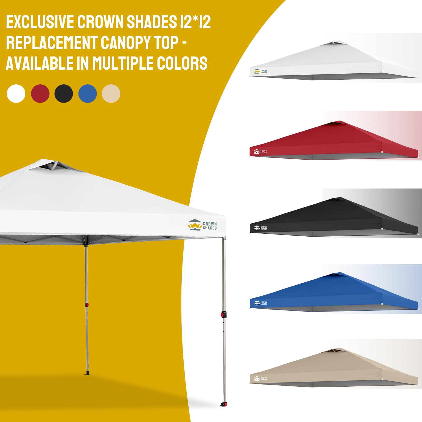 CROWN SHADES size comparison showing 12x12 coverage for accurate scale