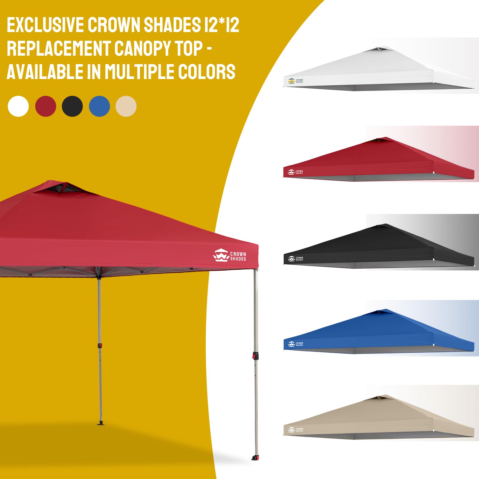 CROWN SHADES size comparison with person demonstrating 12x12 coverage and scale