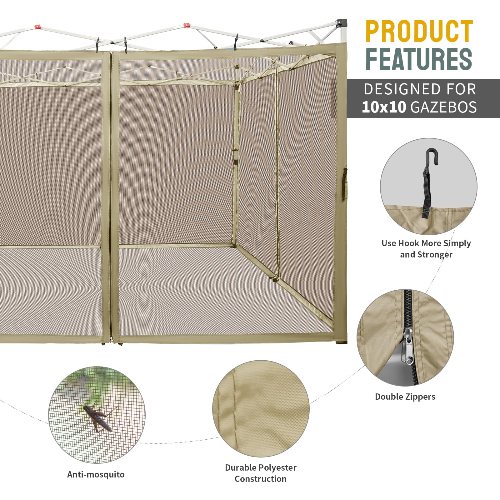 CROWN SHADES staked bottom hem showing ground anchoring and stability