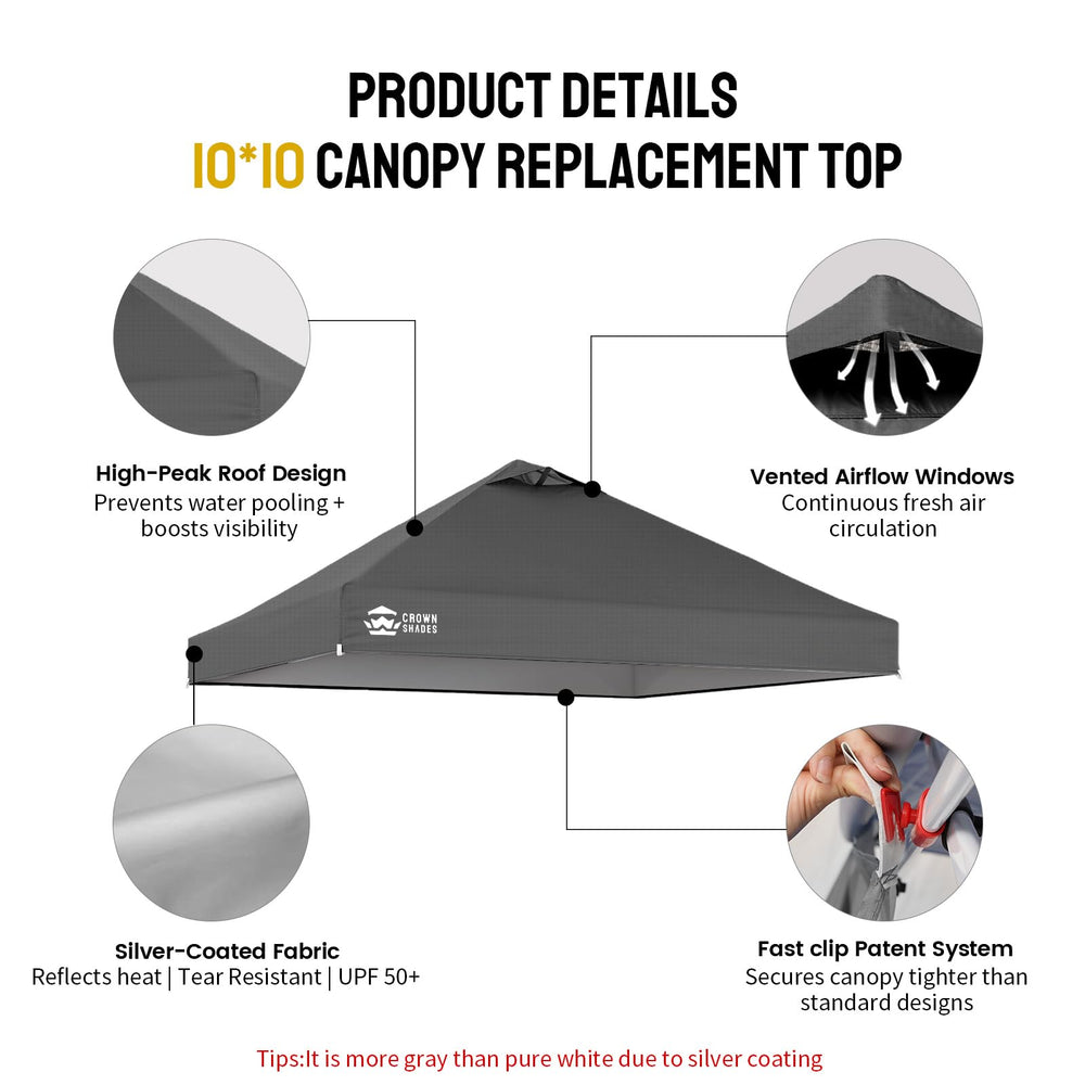CROWN SHADES vent and high-peak roof improving airflow and headroom