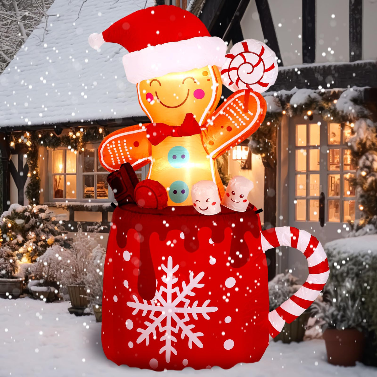 Crowye gingerbread front view showing cheerful decorations and holiday appeal