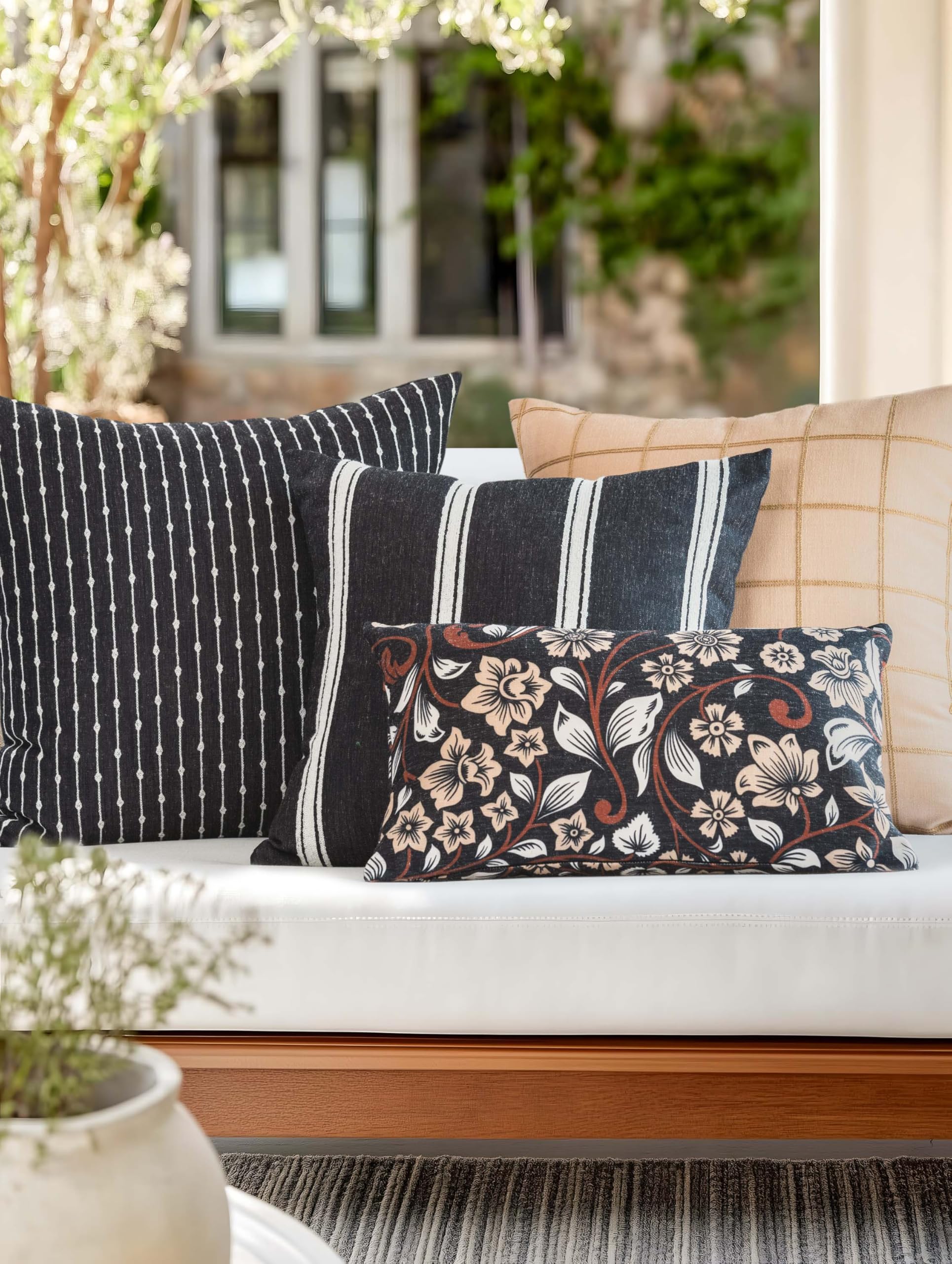 Crumbs Home close-up embroidery detail highlighting texture and durable linen-blend finish