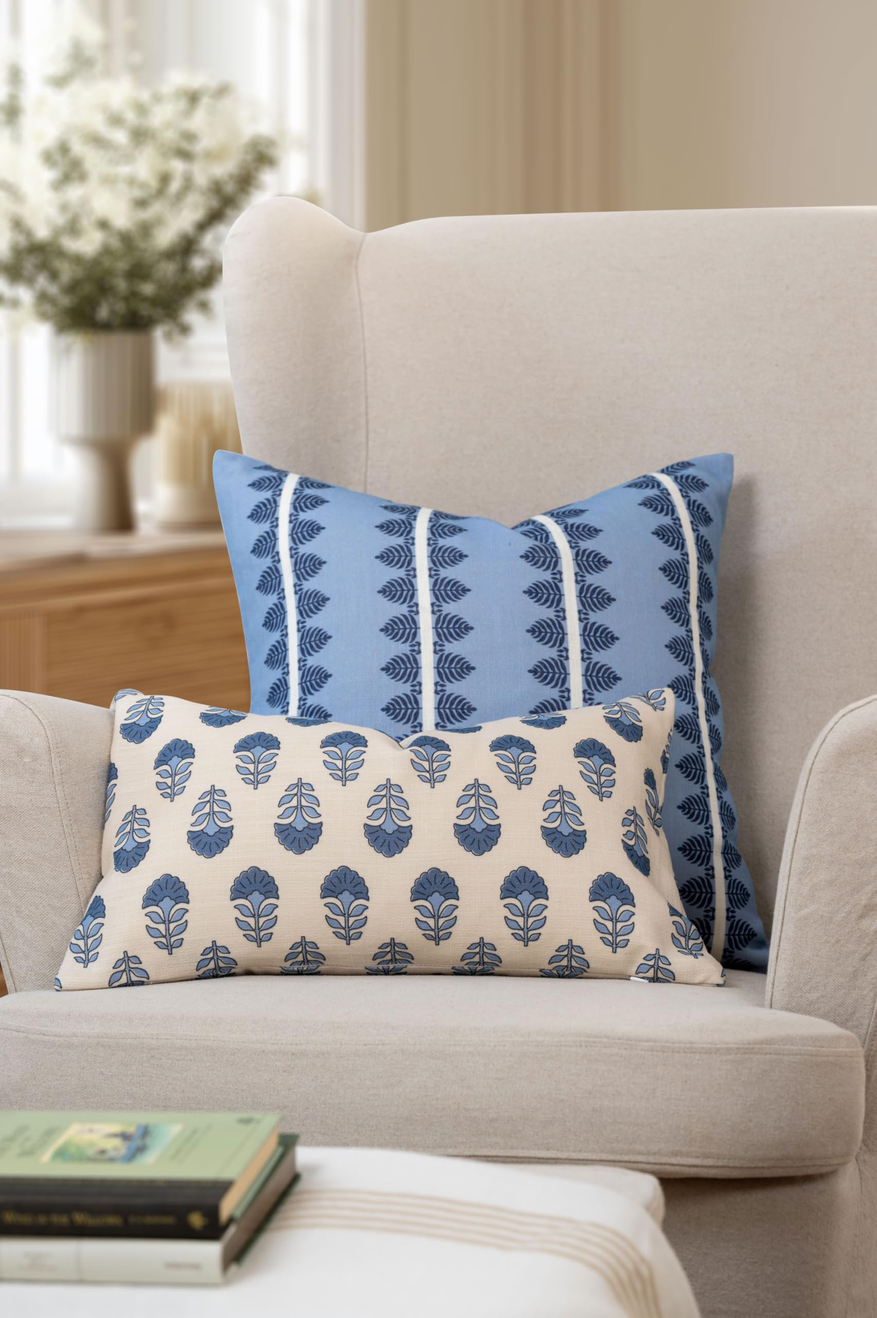 Crumbs Home close-up of linen blend texture and print showing durable, upholstery-weight fabric benefit