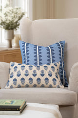 Crumbs Home close-up of linen blend texture and print showing durable, upholstery-weight fabric benefit