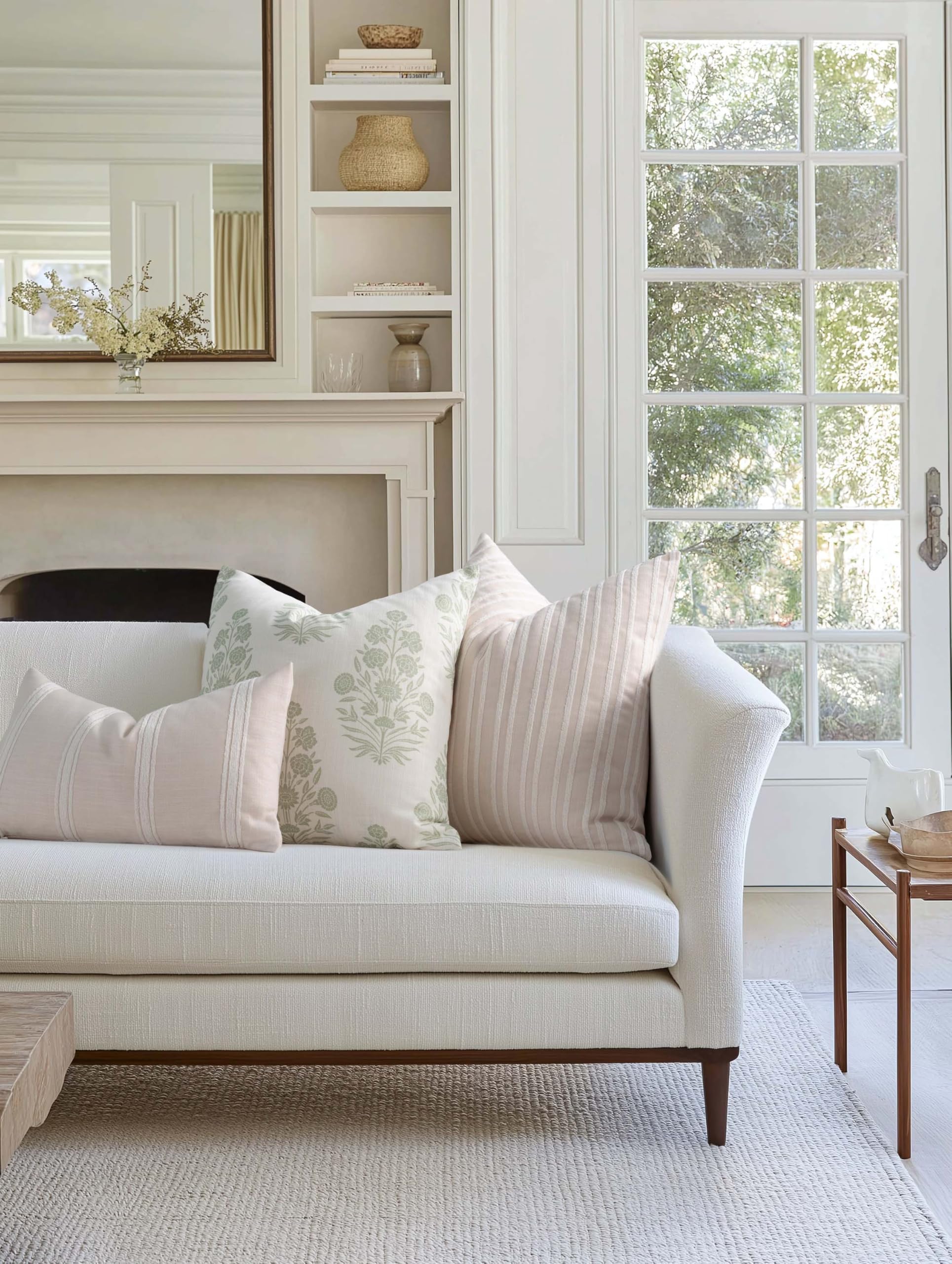 Crumbs Home closeup linen texture showing durable upholstery-weight fabric and comfortable feel