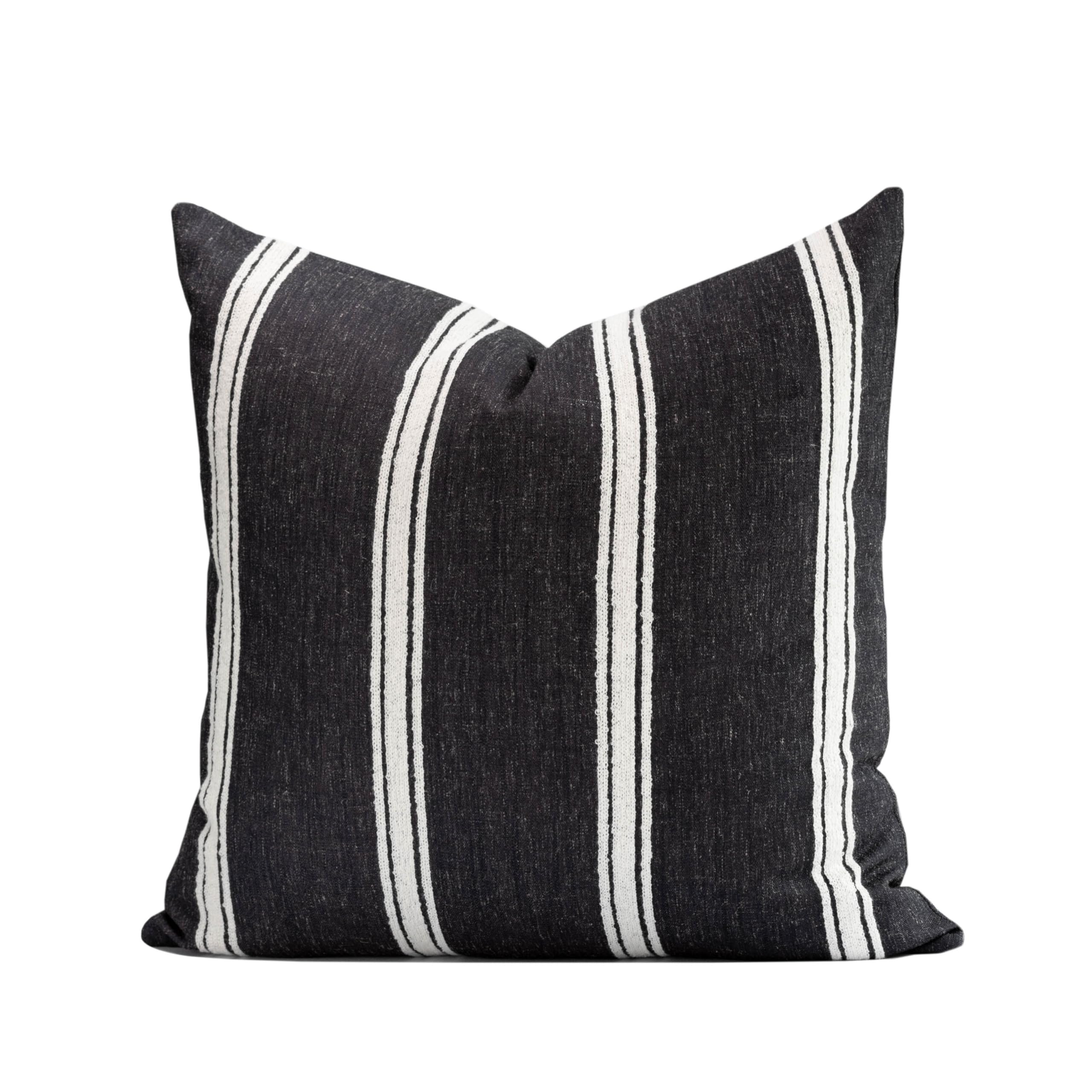 Crumbs Home front view embroidered stripes showing modern farmhouse charm and versatile contrast
