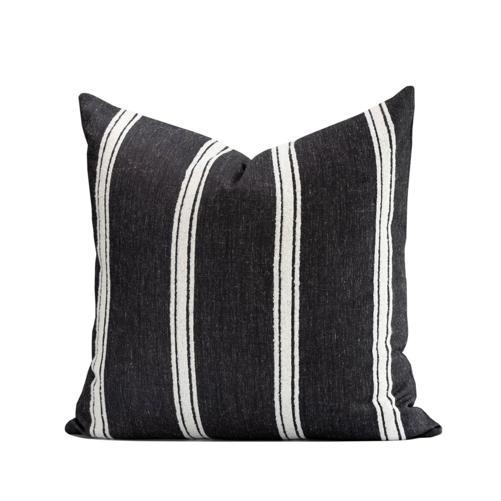 Crumbs Home front view embroidered stripes showing modern farmhouse charm and versatile contrast