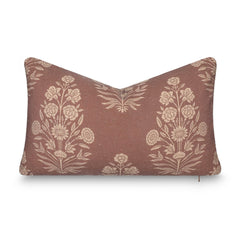 Crumbs Home front view of cocoa brown floral lumbar cover shows stylish outdoor appeal