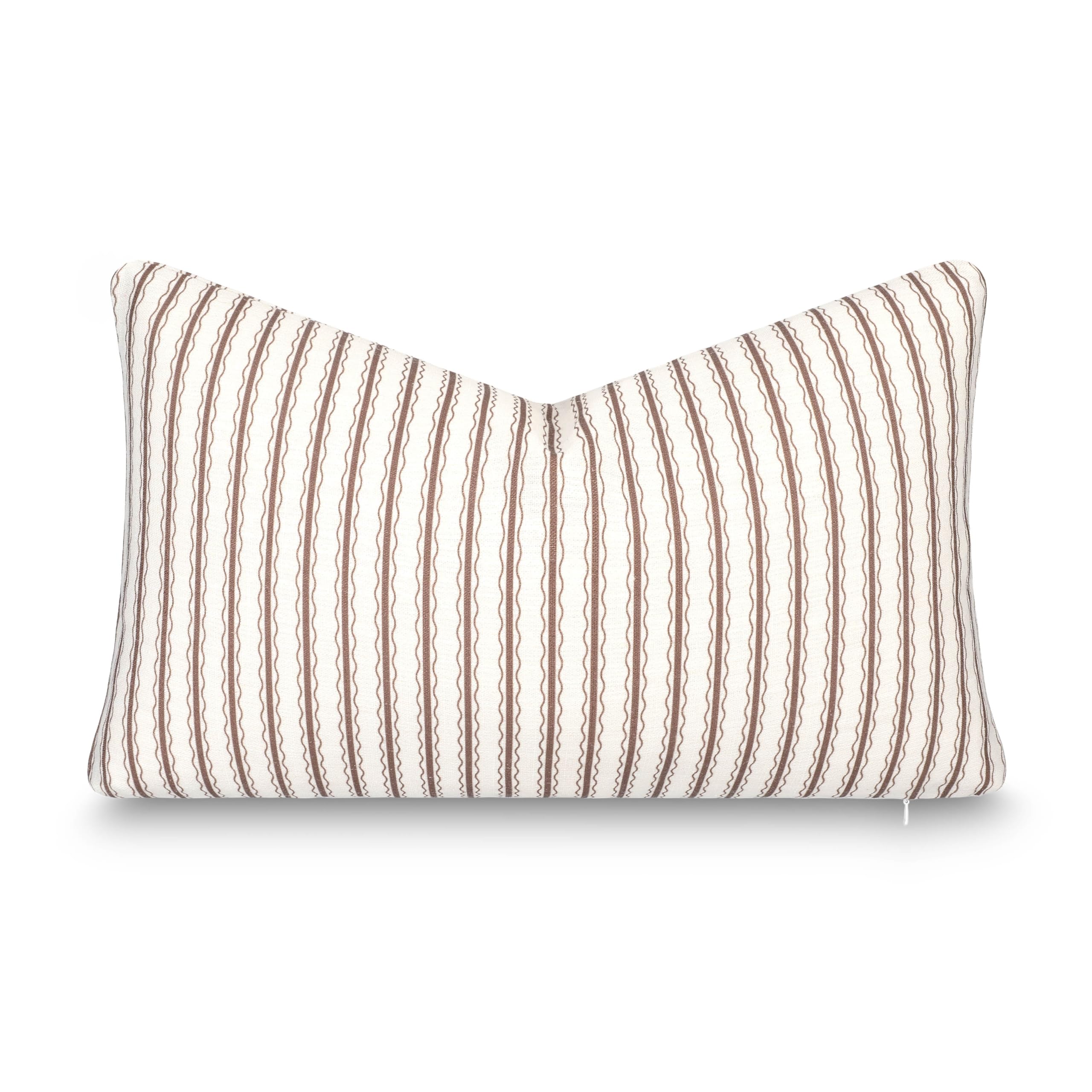 Crumbs Home front view cocoa brown wave lumbar cover showcasing stylish benefit