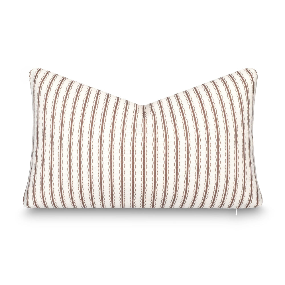 Crumbs Home front view cocoa brown wave lumbar cover showcasing stylish benefit