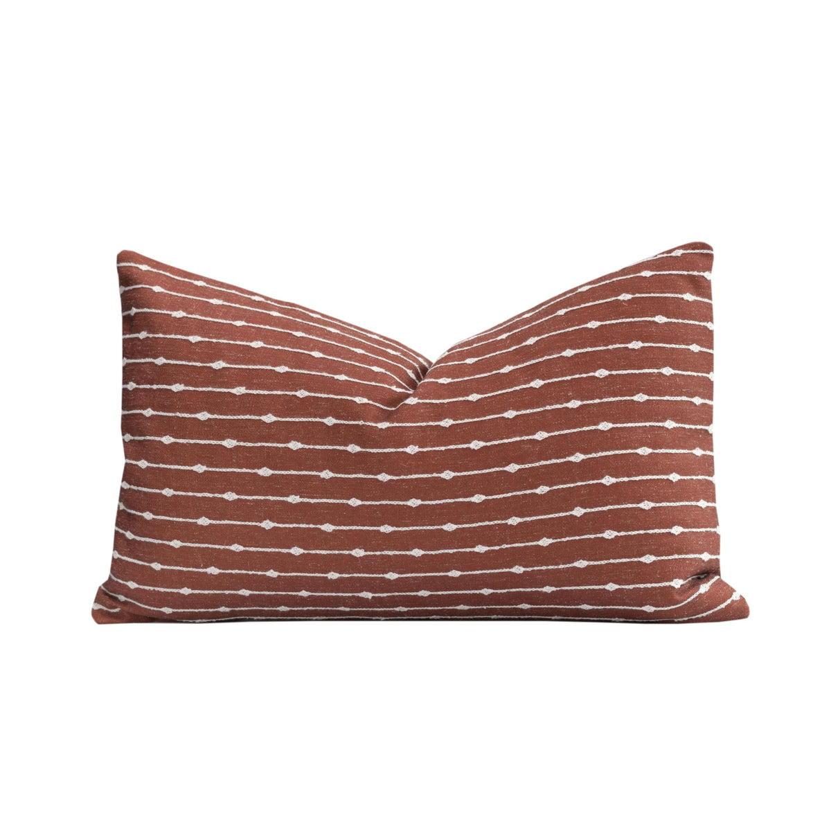 Crumbs Home front view embroidered stripes showing farmhouse accent and durable fabric