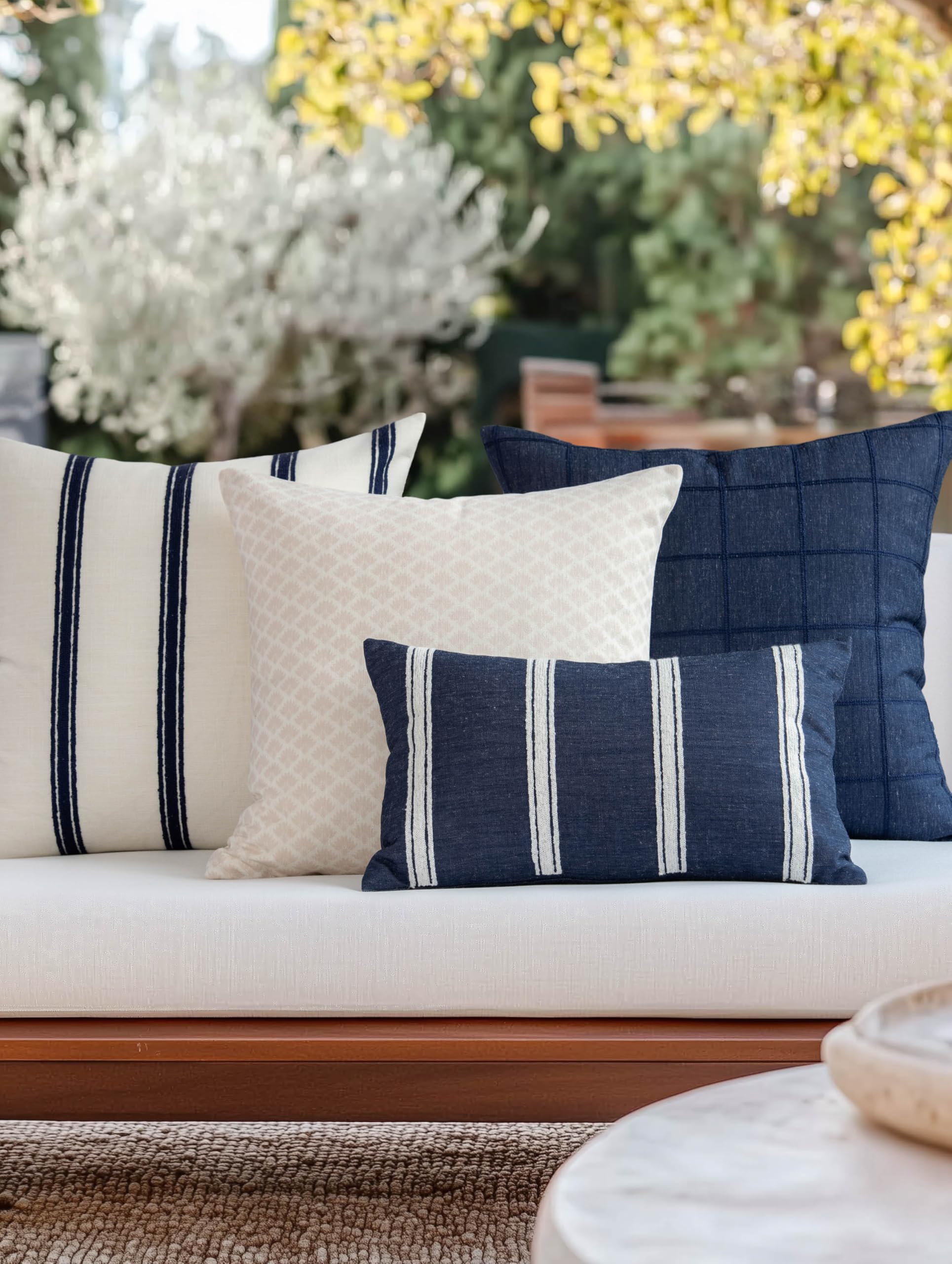 Crumbs Home close-up of embroidered stripes detailing texture and refined craftsmanship