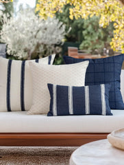 Crumbs Home close-up of embroidered stripes detailing texture and refined craftsmanship
