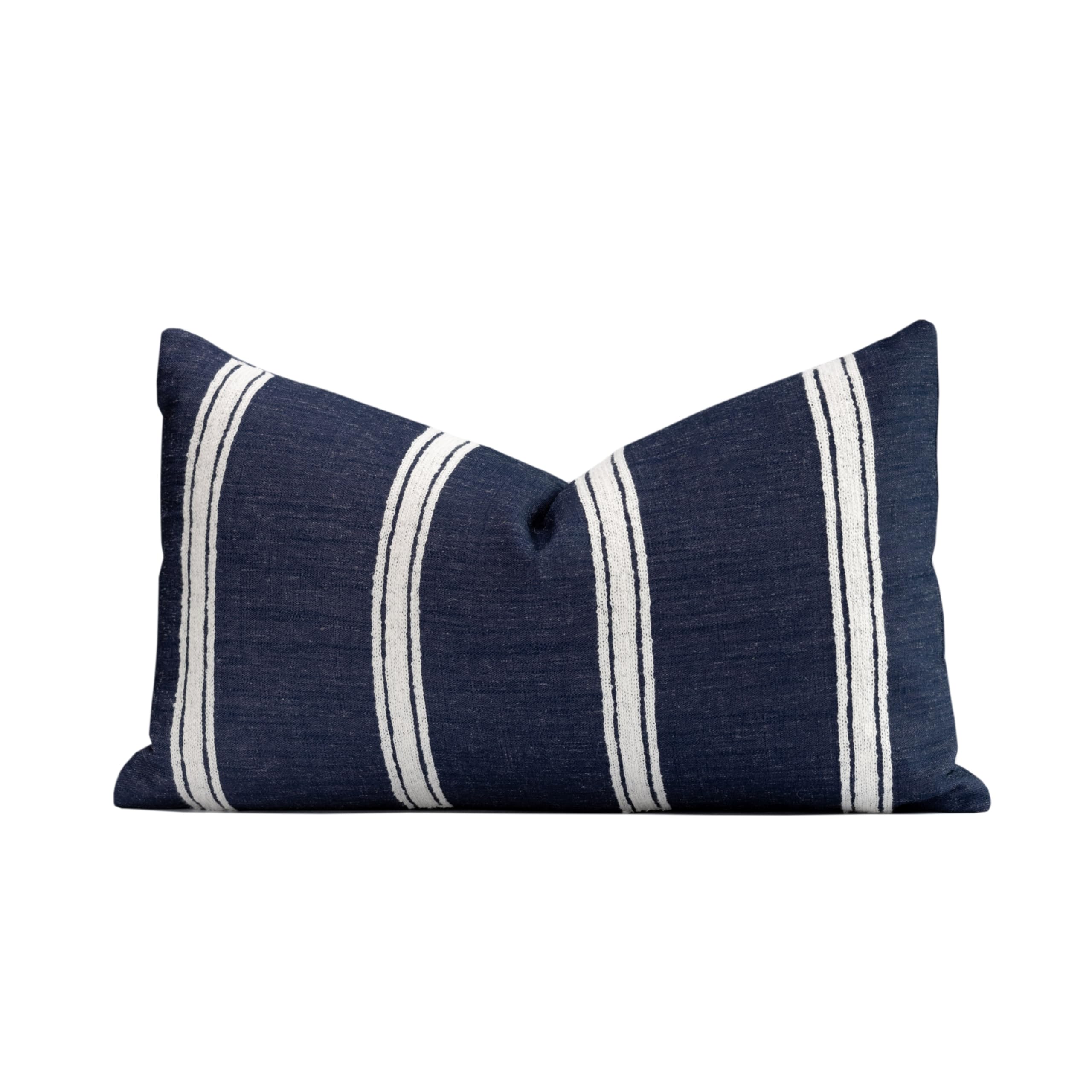 Crumbs Home lumbar pillow front embroidered stripes showing coastal style and easy refresh