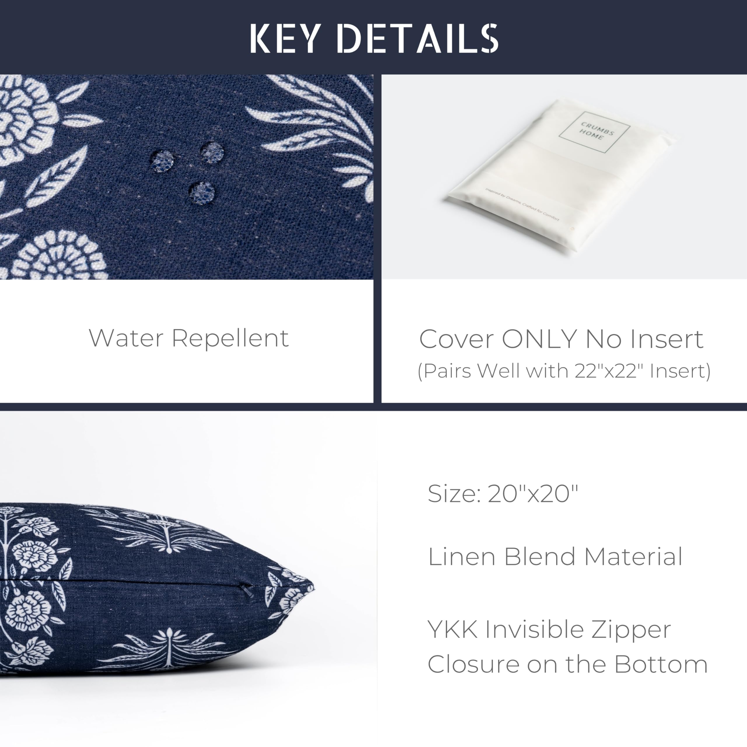 Crumbs Home scale comparison with 22-inch insert shows recommended fullness benefit